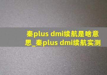 秦plus dmi续航是啥意思_秦plus dmi续航实测